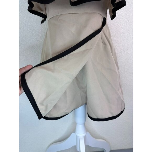 Idem Ditto women's medium tan black ruffle front strapless skirted romper dressy - Picture 5 of 9